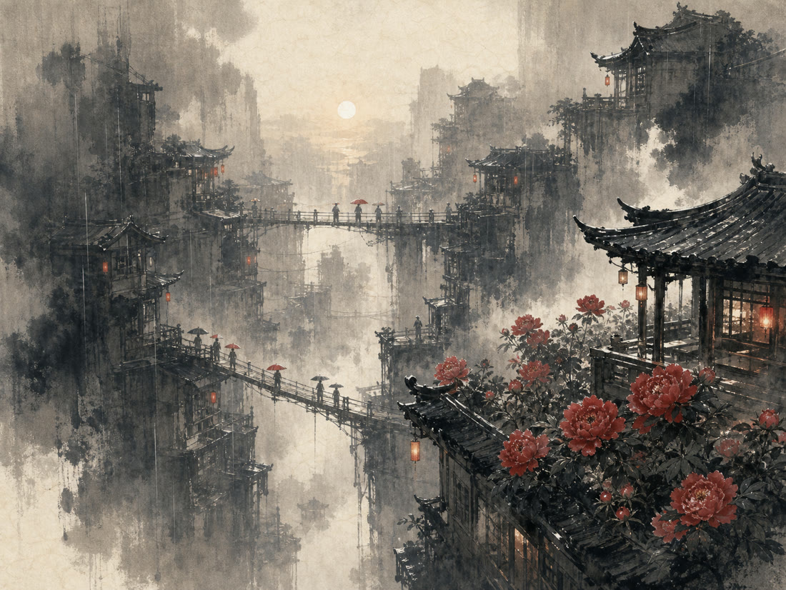 Peonies Above the Rain